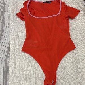Forever 21 Red Bodysuit One Piece with Cutout Details
